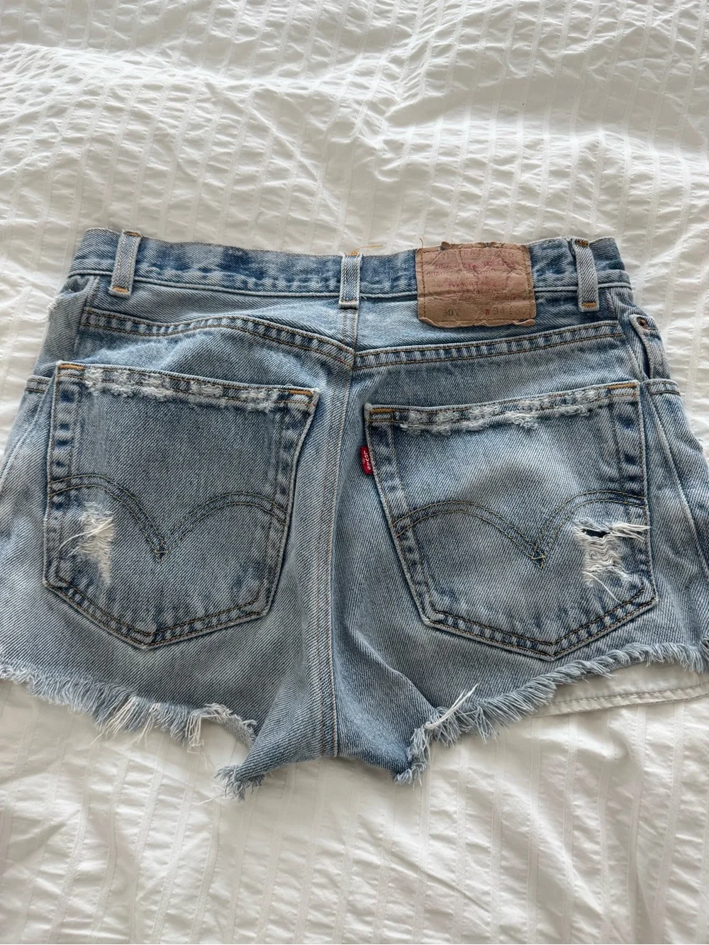 Levi's Light Blue Distressed Relaxed Fit Denim Shorts